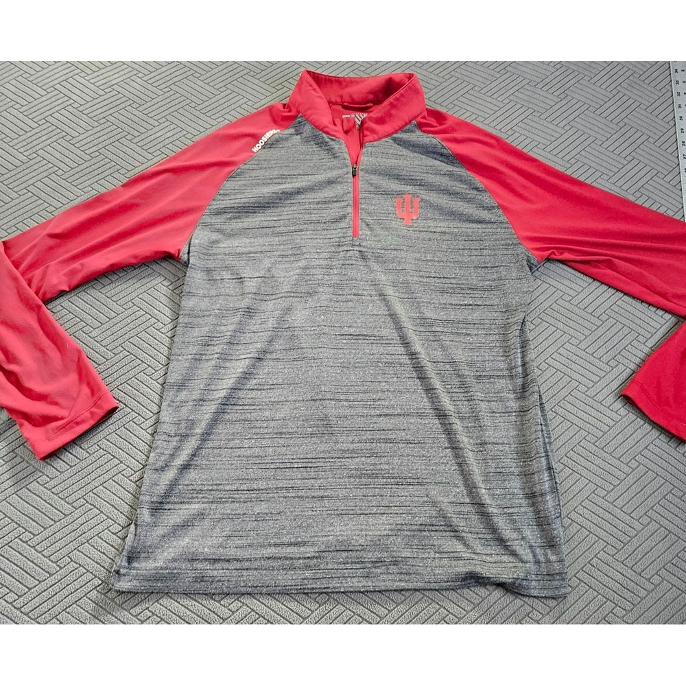 Level Wear IU Hoosiers 3/4 Zip Gray & Red Longsleeve Pullover Men's Medium - Picture 5 of 11